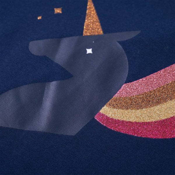 T-shirt de manga comprida para criança azul-marinho 140 - Image 4