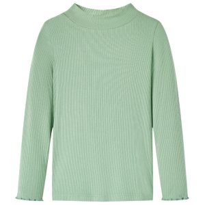 T-shirt manga comprida para criança de meia gola menta-escuro 92