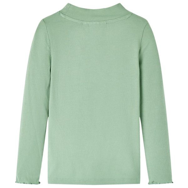 T-shirt manga comprida para criança de meia gola menta-escuro 92 - Image 2