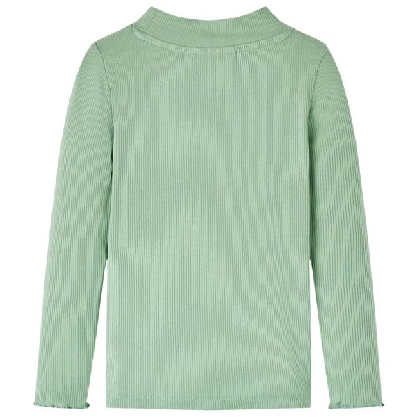 T-shirt manga comprida para criança de meia gola menta-escuro 104 - Image 2