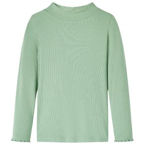 T-shirt manga comprida para criança de meia gola menta-escuro 128