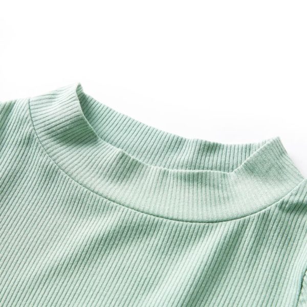 T-shirt manga comprida para criança de meia gola menta-escuro 128 - Image 3