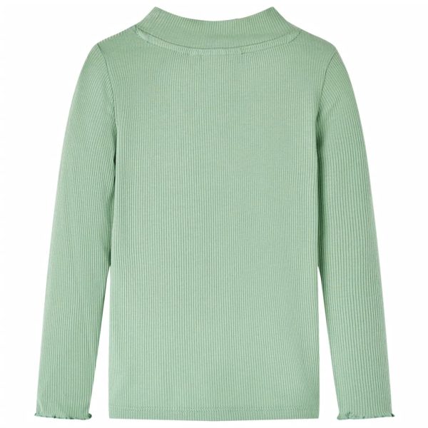 T-shirt manga comprida para criança de meia gola menta-escuro 140 - Image 2