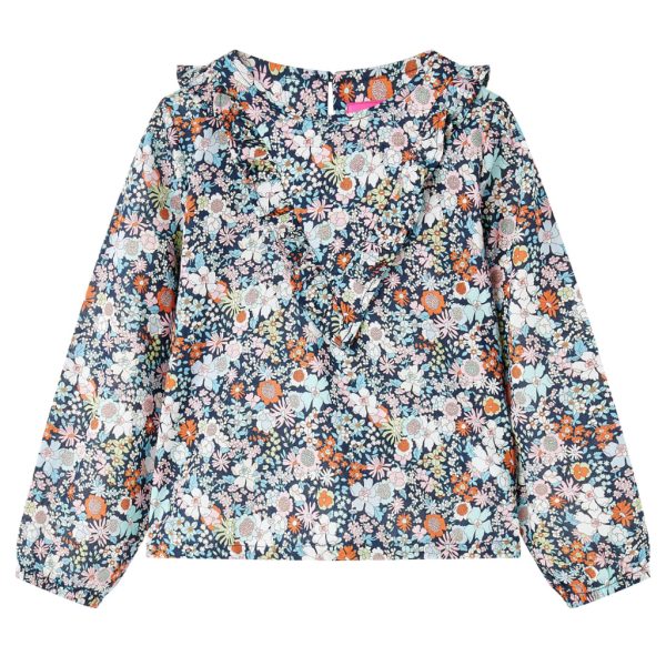 Camisola manga comprida para criança azul-escuro 140