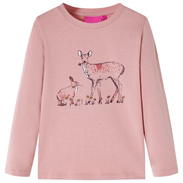 T-shirt de manga comprida para criança rosa 128