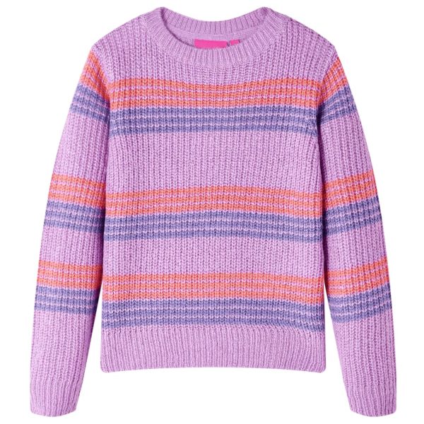 Camisola de malha para criança riscas lilás e rosa 128