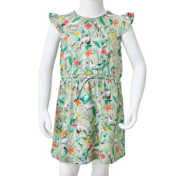 Vestido de criança com manga sino caqui-claro 104 - Image 8