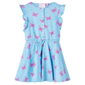 Vestido sem mangas para criança com botões azul 104