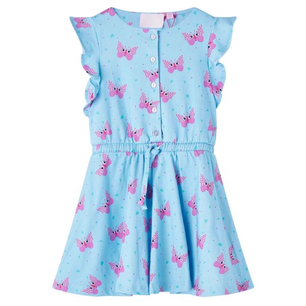 Vestido sem mangas para criança com botões azul 104