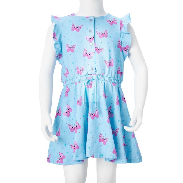 Vestido sem mangas para criança com botões azul 104 - Image 9