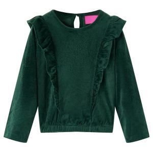 Blusa para criança com folhos verde-escuro 92