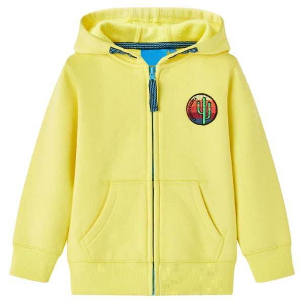 Sweatshirt para criança com capuz e fecho amarelo-claro 140