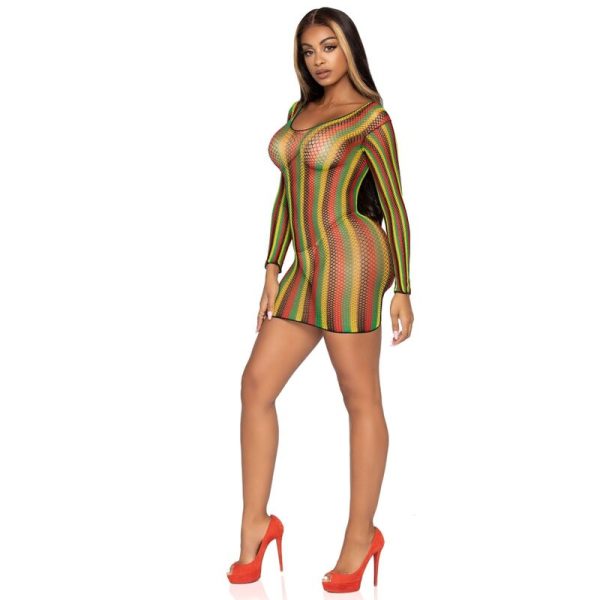 VESTIDO LEG AVENUE RASTA MINI TAMANHO ÚNICO - Imagen 2