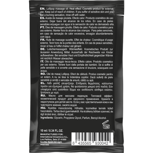 COQUETTE CHIC DESIRE - ÓLEO DE MASSAGEM BEIJÁVEL DE BOLSO COM EFEITO DE CALOR PIRULITO 10 ML - Imagen 2
