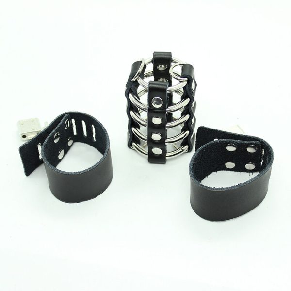 OHMAMA FETICHE - GAIOLA PARA PÊNIS COM ANÉIS DE METAL E ALÇAS DE COURO - Imagen 5