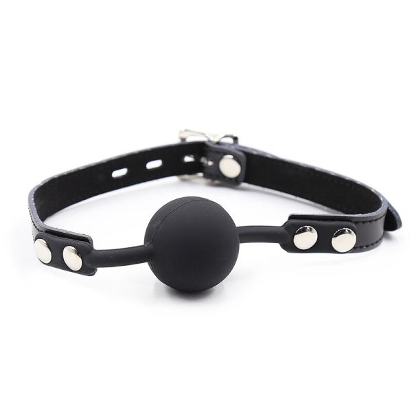 MORDAÇA BOLA DE SILICONE OHMAMA FETICHE COM CINTO DE COURO - Imagen 2