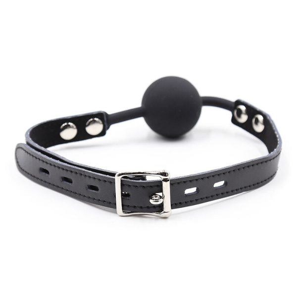 MORDAÇA BOLA DE SILICONE OHMAMA FETICHE COM CINTO DE COURO - Imagen 4