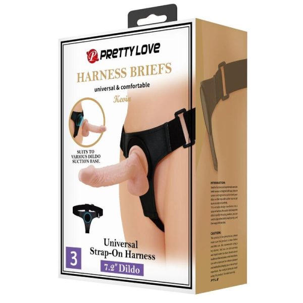 PRETTY LOVE - ARNÊS CUECAS UNIVERSAL ARNÊS COM DILDO KEVIN 19 CM NATURAL - Imagen 9