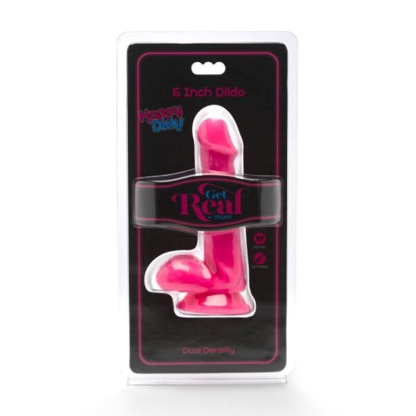 GET REAL - HAPPY DICKS DILDO 12 CM BOLAS ROSA - Imagen 2
