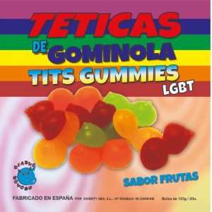 DIABLO GOLOSO - FRUIT SABOR GLITTER TITS GUMMY BOX 6 CORES E SABORES LGBT MADE IS SPAIN /es/pt/en/fr/it/