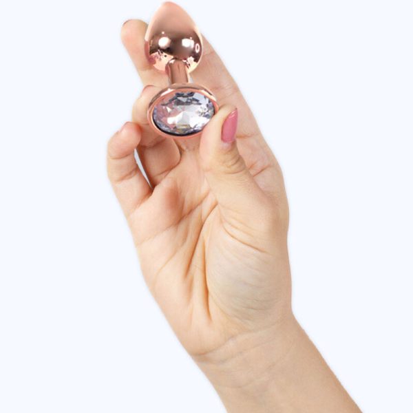 SECRET PLAY - BUTT PLUG DE METAL OURO ROSE TAMANHO PEQUENO 7 CM - Imagen 3