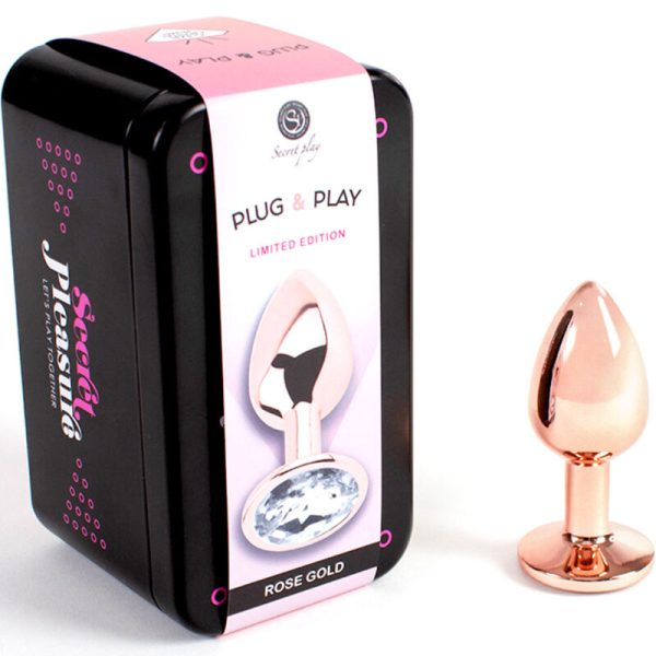 SECRET PLAY - BUTT PLUG DE METAL OURO ROSE TAMANHO PEQUENO 7 CM - Imagen 2