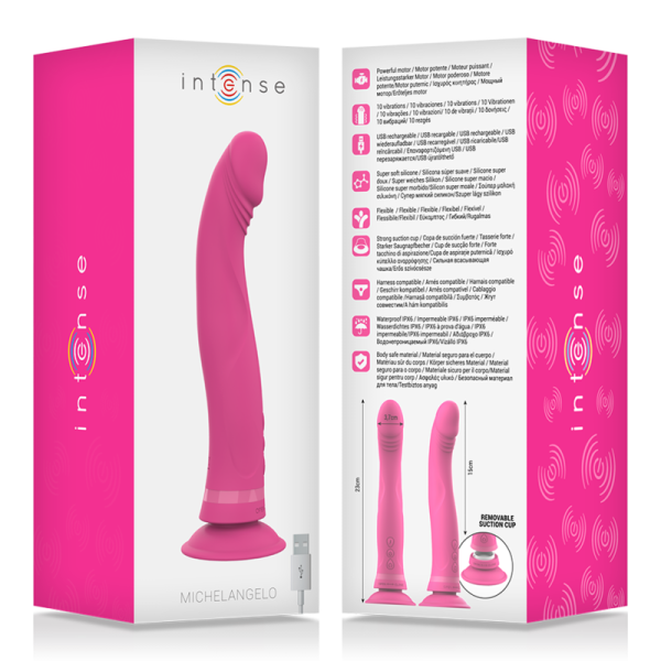 INTENSO - MICHELANGELO DILDO VIBRADOR SILICONE ROSA - Imagen 6