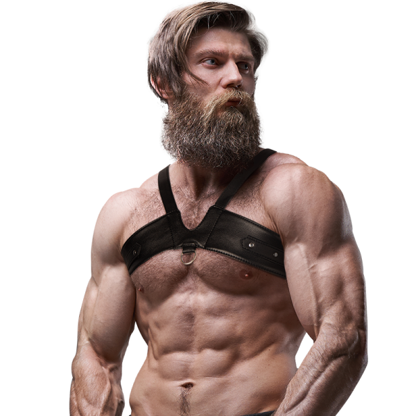 FETISH SUBMISSIVE ATTITUDE - ARNÊS DE PEITO DE COURO ECO BRIGADA MASCULINO - Imagen 4