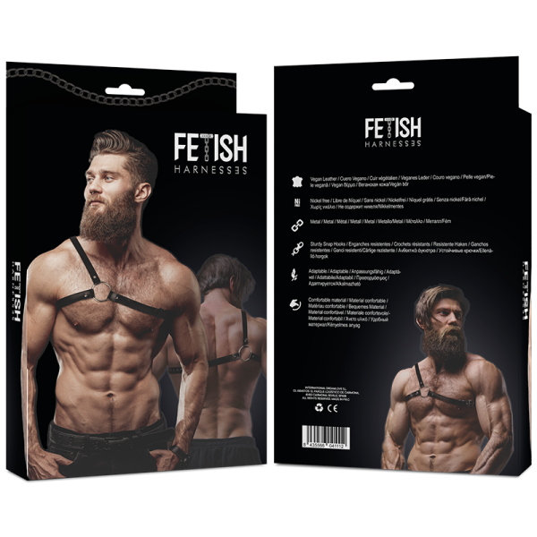 FETISH SUBMISSIVE ATTITUDE - ARNÊS DE COURO ECO DE OMBRO CRUZADO PARA HOMEM - Imagen 3