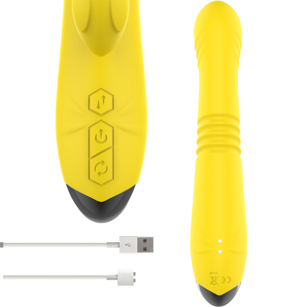 INTENSO - VIBRADOR MULTIFUNÇÃO TOKY PARA CIMA E PARA BAIXO COM ESTIMULADOR CLITÓRICO AMARELO - Imagen 4