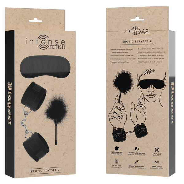 INTENSE FETISH  - PLAYSET ERÓTICO 2 COM ALGEMAS, MÁSCARA CEGA E CÓCEGAS - Imagen 7