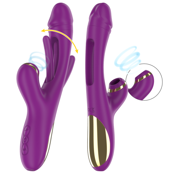 INTENSE - ATENEO VIBRADOR MULTIFUNÇÃO RECARREGÁVEL 7 VIBRAÇÕES COM LÍNGUA OSCILANTE E SUCÇÃO ROXA - Imagen 2