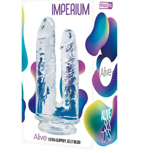 ALIVE - IMPERIUM DUPLO PÉNIS REALISTA TRANSPARENTE 12/14 CM - Imagen 2