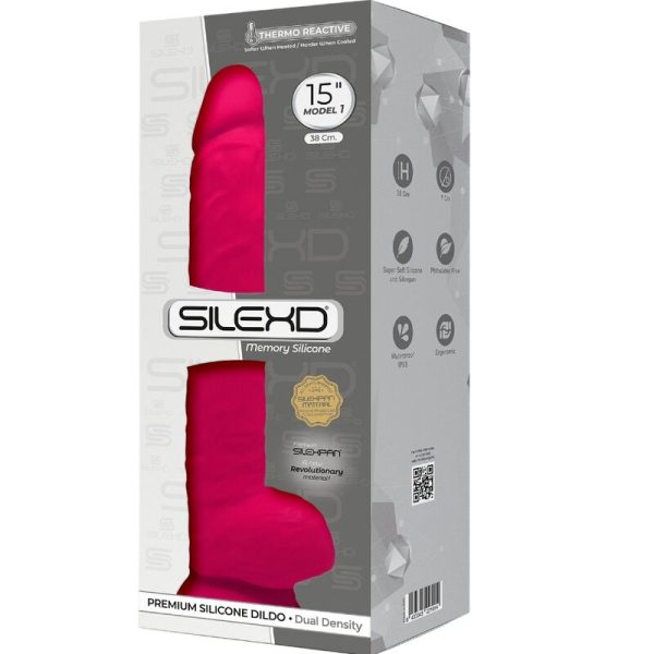 SILEXD - MODELO 1 PÊNIS REALÍSTICO PREMIUM SILEXPAN SILICONE FÚCSIA 38 CM - Imagen 2