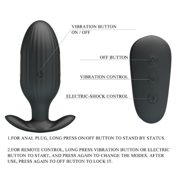 PRETTY LOVE - VIBRADOR RECARREGVEL ANAL KELLY PLUG PRETO - Imagen 9