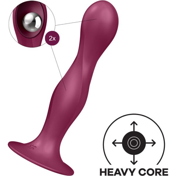 SATISFYER - DILDO DE SILICONE DUPLA BALL-R GARNET - Imagen 3
