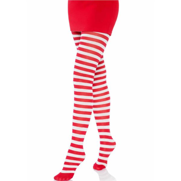 LEG AVENUE - CALÇAS LISTRADAS BRANCO/VERMELHO - Imagen 2