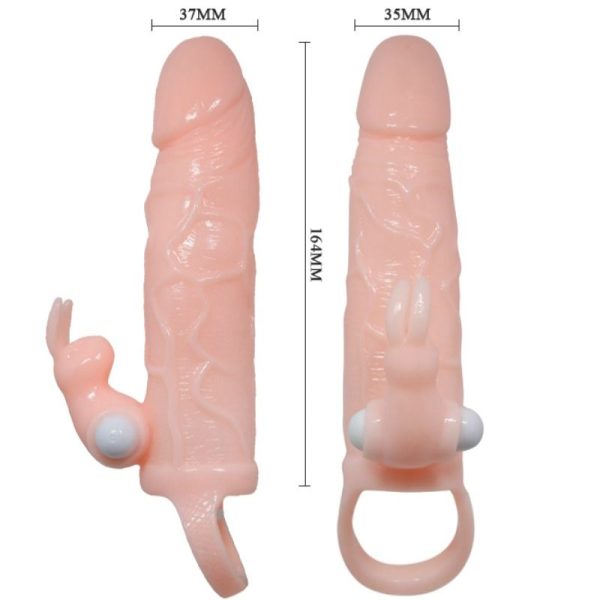 BRAVE MAN FUNDA PENE CON RABBIT VIBRADOR 16.5 CM NATURAL - Imagen 4