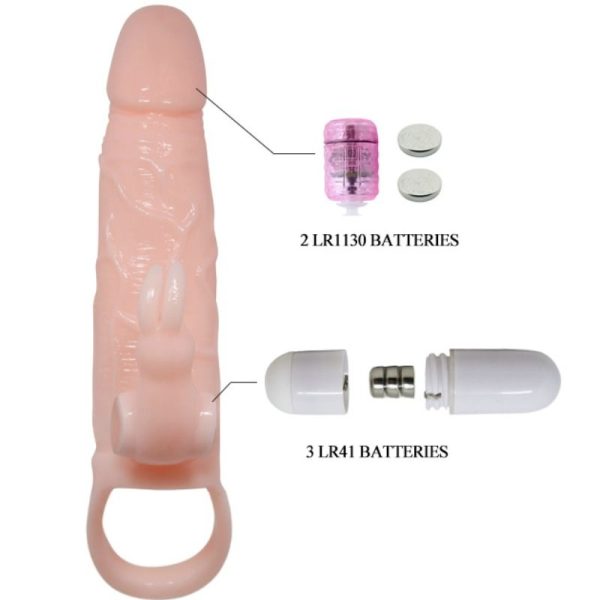BRAVE MAN FUNDA PENE CON RABBIT VIBRADOR 16.5 CM NATURAL - Imagen 6
