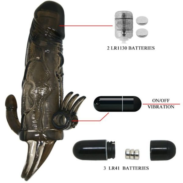 BRAVE MAN FUNDA PENE ANAL Y CLITORIS VIBRADOR 16.5 CM NEGRO - Imagen 8