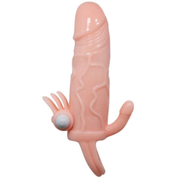 BRAVE MAN FUNDA PENE ANAL Y CLITORIS VIBRADOR 16.5 CM NATURAL - Imagen 3