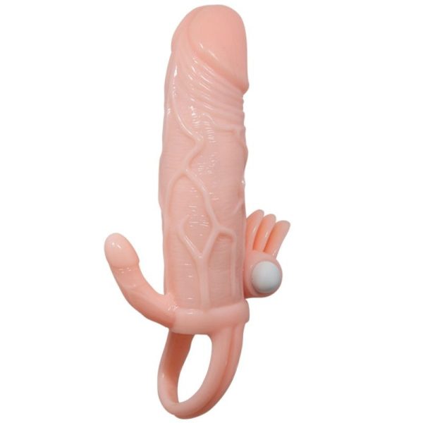 BRAVE MAN FUNDA PENE ANAL Y CLITORIS VIBRADOR 16.5 CM NATURAL - Imagen 4