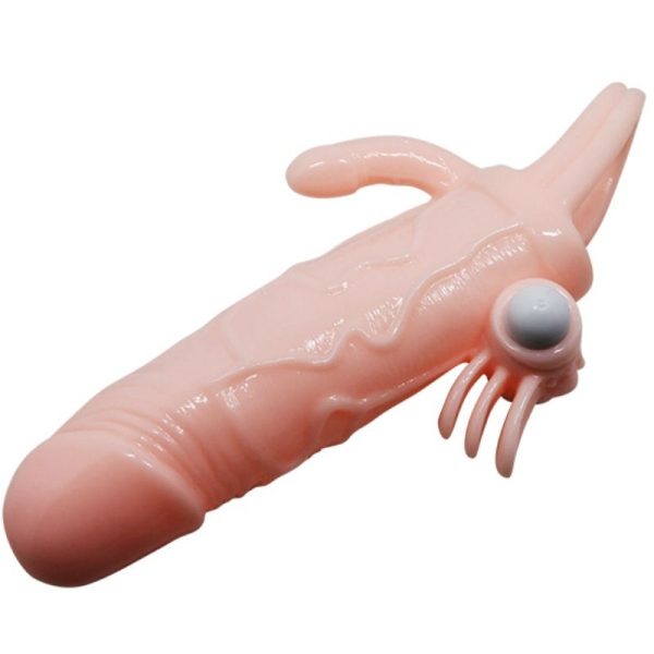 BRAVE MAN FUNDA PENE ANAL Y CLITORIS VIBRADOR 16.5 CM NATURAL - Imagen 6