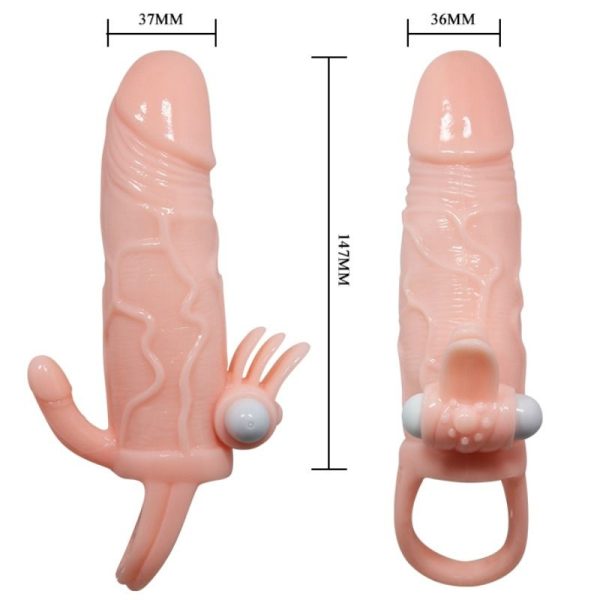 BRAVE MAN FUNDA PENE ANAL Y CLITORIS VIBRADOR 16.5 CM NATURAL - Imagen 9