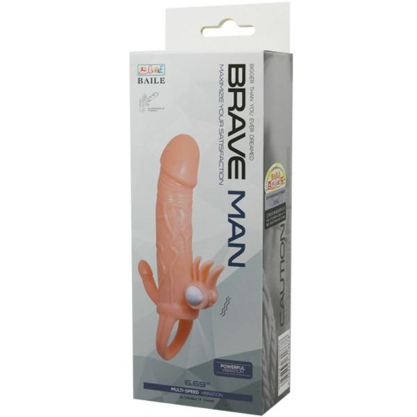 BRAVE MAN FUNDA PENE ANAL Y CLITORIS VIBRADOR 16.5 CM NATURAL - Imagen 10