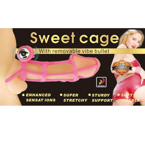 SWEET 10 RITMOS FUNDA Y ANILLO SILICONA PARA EL PENE ROSA. - Imagen 3