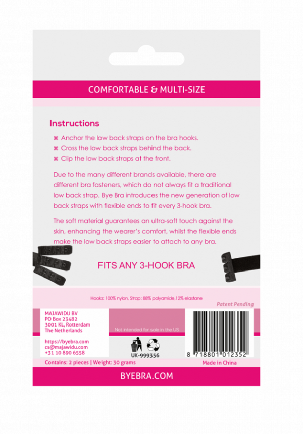 ACESSÓRIOS BYE-BRA - ADAPTADOR DE BRA ABERTO PRETO E BRANCO 3UD - Imagen 2
