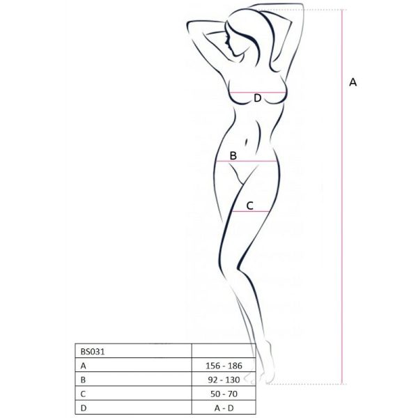 PASSION WOMAN BS031 BODYSTOCKING RED ONE SIZE - Imagen 2
