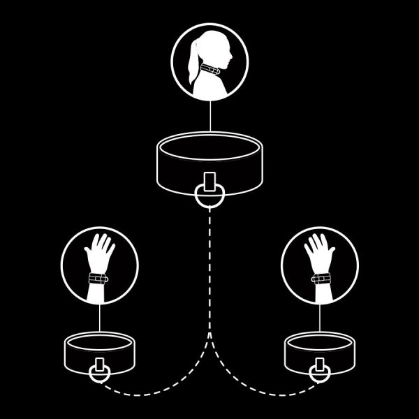 FETISH SUBMISSIVE - COLAR E ALGEMAS DE COURO VEGANO COM FORRO DE NOPRENE - Imagen 3