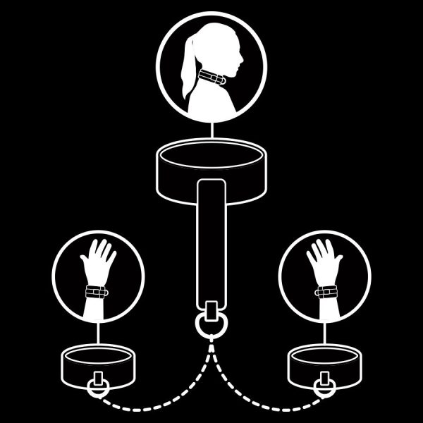 FETISH SUBMISSIVE - COLAR E ALGEMAS DE COURO VEGANO COM FORRO DE NOPRENE - Imagen 3